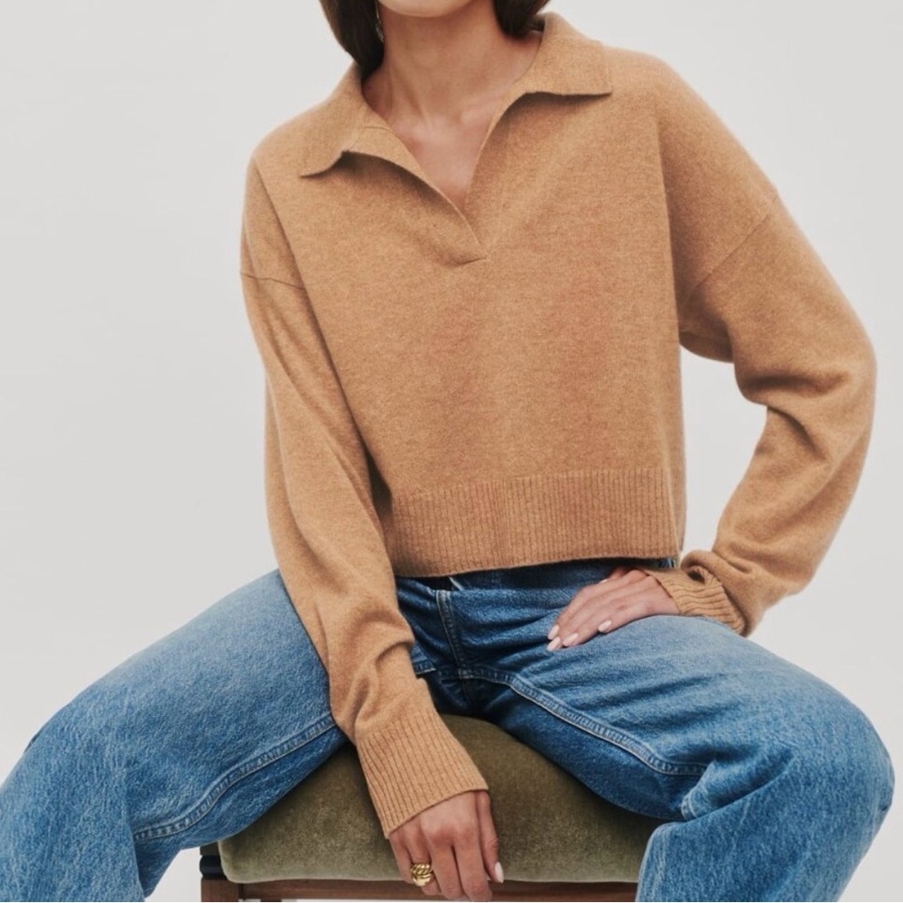 Reformation Cashmere Polo Sweater EUC Sz Medium